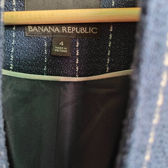 Banana Republic Navy Pinstripe Fringe-Edge Blazer – Size 4 - Picture 4 of 5